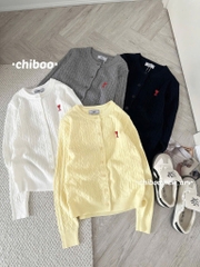 ÁO LEN CARDIGAN THÊU TIM 4 MÀU NỮ THU ĐÔNG
