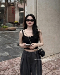 QUẦN SUÔNG KẺ SỌC 2 MÀU BUỘC NƠ NỮ