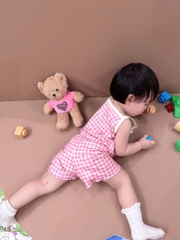 SET 3 BỘ ÁO 2 DÂY HELLO KITTY TÍM KẺ HỒNG BE BÉ GÁI SẴN(XẢ 85k)