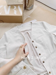 SET LINEN ZARRA 2 LỚP BUỘC SAU NỮ (HÀNG ĐẮT) SẴN (SALE 158k)