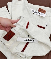 QUẦN JEANS NỮ SUÔNG TRẮNG VIỀN ĐỎ TÚI SAU SẴN