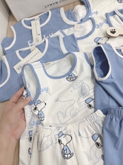 SET 2 BỘ BA LỖ SNOOPY TONE XANH TRẮNG BÉ TRAI