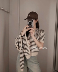 SET 2 ÁO LEN KẺ CDG VÀ CỘC TAY NỮ THU ĐÔNG