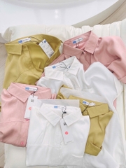 ÁO SƠ MI GU TÚI TRƯỚC HỒNG TRẮNG NỮ SẴN (SALE 80k)