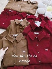 ÁO SƠ MI NHUNG TĂM THÊU NGƯA NỮ THU ĐÔNG SẴN(SALE 79k)