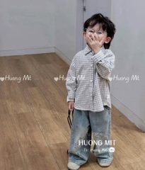 SET DÀI ÁO KẺ MIX GHILE XÁM QUẦN BÒ BÉ TRAI