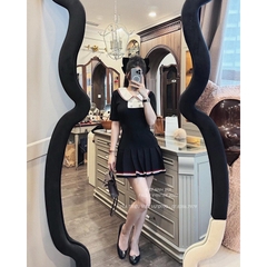 VÁY CỔ PHỐI VIỀN CHÂN XẾP LI- xả 85k