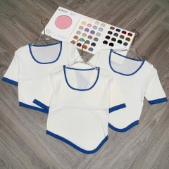 ÁO CỔ VUÔNG VIỀN XANH NỮ