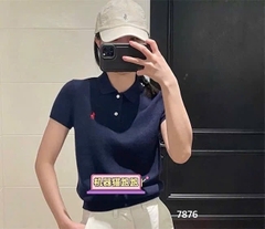 ÁO LEN CỔ POLO THÊU NGỰA MÀU XANH THAN NỮ SẴN