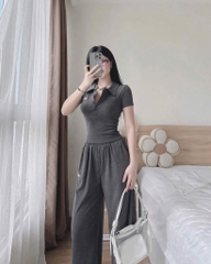 SET BỘ ÁO CỘC QUẦN DÀI THÊU CHỮ BAD NỮ THU ĐÔNG (SALE 99k)