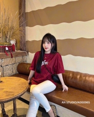 ÁO PHÔNG TEE CHỮ TRẮNG CỘC TAY NỮ SẴN