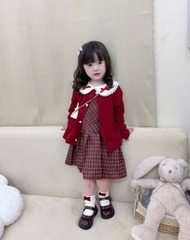 SET VÁY CARDIGAN ĐỎ TIỂU THƯ DÀI BÉ GÁI