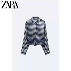ÁO SƠ MI KẺ CARO ZRA THÊU HOA VINTAGE NỮ (XẢ 109k)