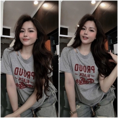 SET ÁO PHÔNG IN CHỮ QUẦN SHORT BÒ NỮ SẴN