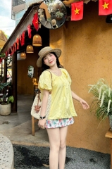 SET ÁO VÀNG CHÂN VÁY HOA NỮ(XẢ 99k)