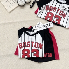 SET BỘ COTTON ĐEN PHỐI SỌC BOSTON 83 CHO BÉ TRAI