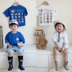 SET 2 ÁO PHÔNG COTTON TRẮNG XANH BÉ TRAI SẴN
