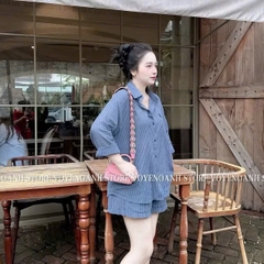 SET KẺ QUẦN 2 LỚP XẺ GẤU NỮ