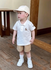 SET 3 ÁO POLO CỔ ĐỨC TRẮNG NÂU ĐEN BÉ TRAI SẴN (sale 97k)