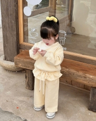 BỘ DÀI NỈ PHỐI BÈO MÀU BE BÉ GÁI