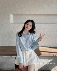 ÁO SƠ MI KẺ THÊU NGỰA DÀI TAY NỮ (SALE 69k)