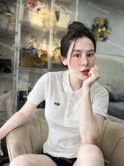 ÁO POLO CÁ SẤU TRẮNG VIỀN CAM NỮ SẴN