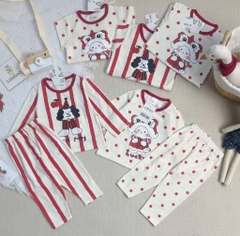 SET BỘ DÀI NOEL KẺ ĐỎ CHẤM NI BÉ TRAI BÉ GÁI