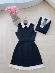 VÁY PHỐI CỔ HAI LỚP TÙNG XẾP LI NỮ SẴN (SALE 139k)