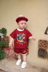 SÉT BỘ TẾT TRUNG THU ĐỎ KÈM MŨ NỒI BÔNG BÉ TRAI