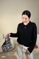 ÁO LEN DÀI TAY CỔ POLO 2 CÚC NỮ