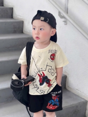 SET NHỆN SPIDERMAN ÁO BE QUẦN ĐEN BÉ TRAI SẴN