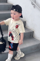 SET NHỆN SPIDERMAN ÁO BE QUẦN ĐEN BÉ TRAI SẴN