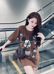 ÁO PHÔNG QC DÁNG RỘNG MICKEY ĐÍNH ĐÁ NỮ
