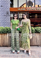 SET KẺ QUẦN 2 LI XANH RÊU SẴN (SALE 105k)