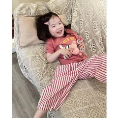 SET BỘ MÈO HỒNG QUẦN KẺ BÉ GÁI SẴN (XẢ 49k)