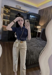 QUẦN JEAN NỮ BAGGY THÊU LV