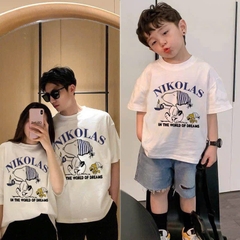 ÁO PHÔNG NIKOLAS CỘC TAY PHOM RỘNG MẸ VÀ BÉ SẴN (ÁO BÉ SALE 25k)