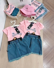 SET ÁO HỒNG QUẦN JEAN RÁCH BÉ GÁI SẴN( xả  89k)