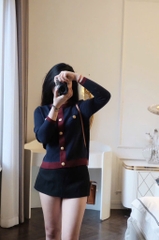 ÁO LEN CDG PHỐI MÀU THAN VIỀN ĐỎ NỮ THU ĐÔNG