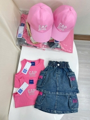 SET ÁO SÁT NÁCH GAP HỒNG CV BÒ KÈM MŨ BÉ GÁI SẴN(XẢ 70k)