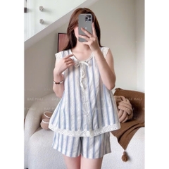 SET BỘ NGỦ PHỐI SỌC XANH NỮ