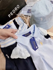 SET VAY POLO THÊU NGỰA XANH KÈM MŨ BÉ GÁI SẴN (SALE 85k)