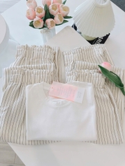 SET BỘ KẺ ỐNG SUÔNG CẠP CHUN PHẲNG MIX ÁO PHÔNG NỮ