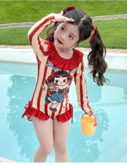 ĐỒ BƠI - JUM BƠI DÀI TAY KẺ ĐỎ BÉ GÁI