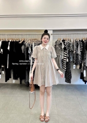 VÁY KẺ LI NGỰC PHỐI CỔ DÁNG XUÔNG NỮ SẴN