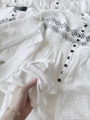 SET IN HOẠ TIẾT MIX QUẦN PHỐI REN GẤU NỮ