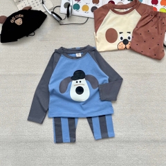 SET 2 BỘ DÀI COTTON CHÓ XANH GẤU NÂU BÉ TRAI SẴN