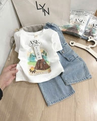 SET ÁO PHÔNG ÉP HÌNH PE CAO CẤP+ QUẦN JEAN TÚI HỘP BÉ TRAI( xả 79k )