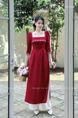 SET ÁO DÀI CÁCH TÂN THÊU NGỰC CỔ VUÔNG NỮ (SALE 150k))