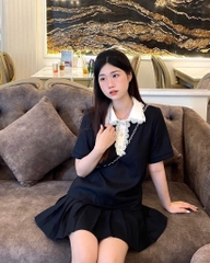 SET DẠ TWEED CỔ REN CV XẾP LY SẴN(XẢ 99k)